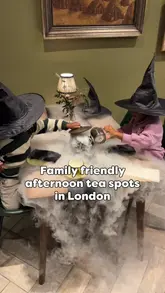 A fast-paced listicle video showcasing various themed afternoon tea spots in London, highlighting the immersive experiences available for families.