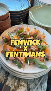 A promotional video for 'Roof Thirty Nine' at Fenwick, featuring a creator introducing the venue's collaboration with Fentimans and Fuego. The video highlights the rooftop setting, city views, botanical-led drinks, and a variety of Spanish-style tapas and sharing plates.