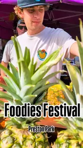 A fast-paced vlog capturing a visit to the Foodies Festival in Preston Park, Brighton. The video highlights various food and drink stalls, including bao buns, pizza, cocktails, and cheese, alongside live music performances.