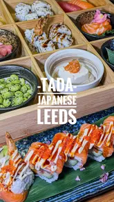 A review of Tada, a Japanese restaurant in Headingley, Leeds. The video features a variety of dishes including a bento box, sushi rolls, yakitori skewers, and desserts, while also providing a glimpse of the restaurant's interior and exterior.