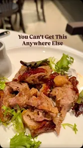 A promotional video featuring a visit to 3 Gorges in Fitzrovia, London. The creator highlights the restaurant's unique Chinese menu, specifically the Abalone Eight Treasure Duck, while showcasing the interior and various dishes including dim sum, pork ribs, and desserts.