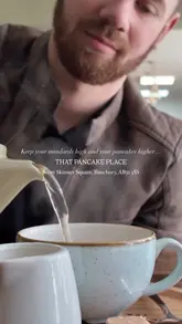A short, engaging reel featuring a visit to 'That Pancake Place' in Banchory. The video highlights a variety of sweet and savoury pancakes, along with coffee and matcha drinks, set to a relaxed soundtrack. It captures the casual, spontaneous nature of the visit with quick, well-composed shots of the food and the venue's interior.