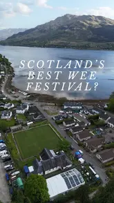 A promotional reel for the 'Live in Loch Goil' festival in Scotland, featuring live music performances, local food vendors, and outdoor adventure activities like gorge walking, set against a scenic loch-side backdrop.