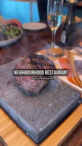 A video review of Scott's Restaurant in Dublin, highlighting their 'steak on the stone' offering. The creator showcases the interior, drinks, mussels, the steak cooking process, and dessert, providing a positive review of the experience.