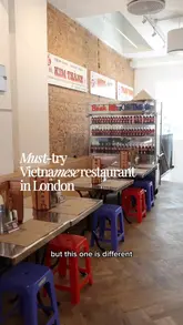 A creator visits Co Thanh in London, highlighting its connection to Hong Kong and the 'Lunch Lady' in Ho Chi Minh City. The video features various Vietnamese dishes including pho, cold vermicelli, summer rolls, fried chicken wings, and a Vietnamese coffee tiramisu.