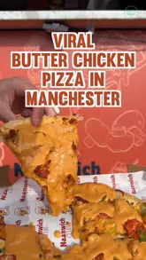 A fast-paced, visually driven food reel showcasing various dishes from Naanwich Club, including a butter chicken pizza, chicken 65, and naan wraps, focusing on close-up shots of the food and sauces.