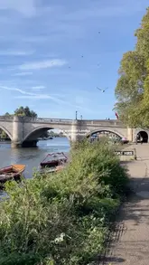 A montage-style travel guide showcasing various scenic spots and hospitality venues in Richmond, London, including parks, riverside walks, a bakery, a pub, and a boat restaurant.