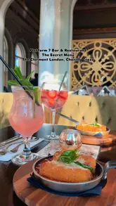 A polished, aesthetic montage showcasing the interior, cocktails, and food offerings at Platform 7 Bar & Restaurant within The Clermont London, Charing Cross. The video highlights the elegant atmosphere and the 'secret menu' experience.