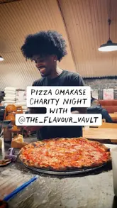 A behind-the-scenes look at a pizza charity event, featuring close-ups of pizza preparation, cooking, and the chefs involved. The video captures the lively atmosphere and the variety of pizzas served.
