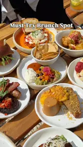 A montage-style reel showcasing a new small plates brunch menu at a cafe in King's Heath, Birmingham. The video features close-up shots of various dishes, including Turkish eggs, Korean BBQ chicken waffles, and loaded hash browns, alongside shots of the outdoor terrace seating area.