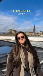 A travel vlog documenting a couple's third day in Edinburgh, featuring visits to iconic landmarks like the Vennel Viewpoint, Greyfriars Kirkyard, the National Museum of Scotland, St Giles' Cathedral, Mary King's Close, and ending with drinks at a speakeasy.