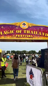 A vlog-style reel capturing a visit to the Magic of Thailand Festival in Wimbledon Park, showcasing various street food stalls, live performances, and the overall event atmosphere.
