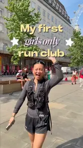 A vlog-style reel documenting a girls-only run club in London, starting and ending at a GAIL's Bakery. The video highlights the community aspect, the accessible pace of the run, and the post-run reward of matcha and cinnamon buns.
