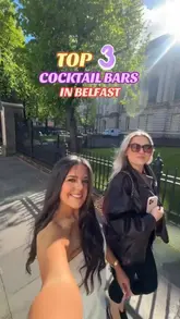 The video is a listicle-style reel featuring three cocktail bars in Belfast: Margot, The Perch, and Berts Jazz Bar. The creator visits each location, showing the exterior, interior, and signature cocktails, providing a quick guide for viewers looking for nightlife recommendations.