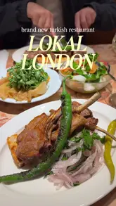The video is a short, engaging montage showcasing a new Turkish restaurant in London. It features shots of various mezze dishes, lamb chops, cocktails, and the restaurant's interior, interspersed with clips of the creator enjoying the experience. The editing is rhythmic and the text overlays provide context about the venue.