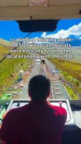 A short video featuring a passenger's view from the Snowdon Mountain Railway, highlighting the scenic landscape and sharing a historical anecdote about Victorian tourists losing their hats.