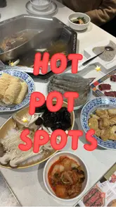 A short-form video review of Shu Xiang Ge hot pot restaurant in London's Chinatown, highlighting the menu, the split broth pot, the extensive sauce station, and various ingredients like prawn paste and dumplings.