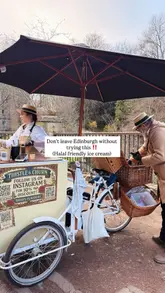 A short, engaging video showcasing Thistle & Churn, an artisan ice cream cart located in Edinburgh. The video features shots of the scenic surroundings, the ice cream preparation process, and the final product, highlighting the friendly service and unique flavours.