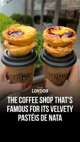 A promotional video for Tamp Coffee in Chiswick, London, featuring a variety of their baked goods, including Pastéis de Nata, croissants, and muffins, alongside specialty coffee and matcha drinks. The video highlights the cafe's cozy atmosphere and quality offerings.