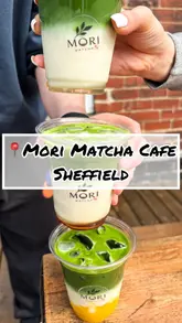 A vlog-style review of Mori Matcha in Sheffield, showcasing the preparation of various matcha drinks, the cafe's interior, and its rooftop terrace.