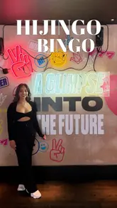 A high-energy, music-led reel showcasing a bottomless bingo brunch experience at Hijingo. The video features shots of the venue's neon-lit interior, the bingo game in progress, the crowd, and the food served.