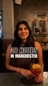 A fast-paced travel vlog documenting a 48-hour trip to Manchester, featuring a variety of hospitality venues including an immersive cocktail bar, an Italian restaurant, a breakfast spot, a boutique hotel, a VR experience, and a burger joint.