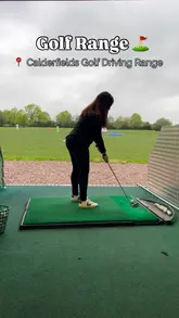 A short video showcasing a visit to Calderfields Golf Driving Range, featuring clips of the creator hitting golf balls at the driving range and a brief shot of the mini-golf course.