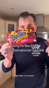 A creator reviews a new 'Big Slice' brownie bar from Aldi, comparing it to the M&S 'Big Daddy' bars. He evaluates the taste, texture, and value for money, providing a clear verdict for viewers.