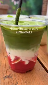 A short, engaging reel showcasing a new Japanese-owned matcha cafe in Sheffield, highlighting their iced matcha drinks and matcha crepes.