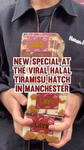 A short, punchy reel showcasing a variety of tiramisu flavours from a takeaway hatch in Manchester. The video focuses on the texture and toppings of the desserts, using close-up shots of the product being opened and scooped.