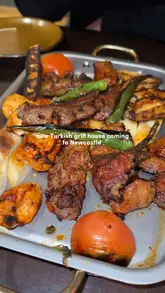 A short, fast-paced montage showcasing various dishes at a new Turkish grill house in Newcastle, including dips, bread, a mixed grill platter, and desserts.