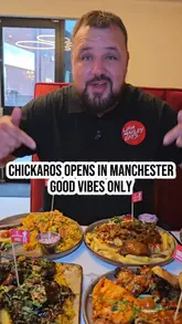 A review of the new Chickaros restaurant opening in Manchester, featuring a variety of dishes like parmos, loaded fries, and curries, alongside a tour of the venue's interior and its unique kids' play area.