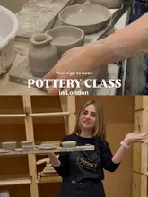 A promotional video for a pottery workshop in London, featuring a creator demonstrating the process of shaping clay on a wheel and showcasing the finished ceramic pieces in a studio setting.