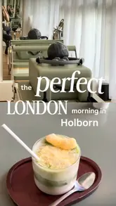 A short, aesthetic vlog showcasing a morning routine in Holborn, London, featuring a Pilates session at RFRM studio followed by a visit to Edine, a Korean cafe.