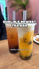 A short, fast-paced video showcasing a new bubble tea shop in Dublin's Temple Bar area. The video features the exterior of the shop, the interior atmosphere, and close-ups of the bubble tea and bubble waffles being enjoyed by the creator. It also highlights a current buy-one-get-one-free promotion.