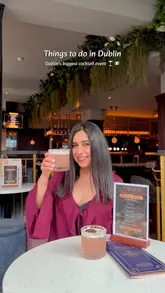 A promotional reel for Dublin Cocktail Week, featuring a creator visiting four different venues to sample signature cocktails. The video uses a listicle format to highlight the variety of participating locations, including a rooftop bar and a gastropub, while clearly displaying the event details and pricing through text overlays.