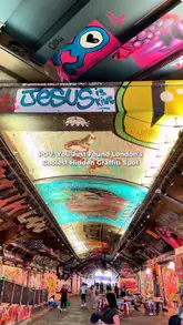 A short, fast-paced video tour of the Leake Street graffiti tunnel in London, showcasing various murals and the urban atmosphere of the location.
