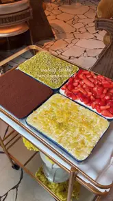 A short, polished video showcasing a new tiramisu trolley service at a London restaurant, featuring four different flavours: classic, pistachio, strawberry, and lemon.