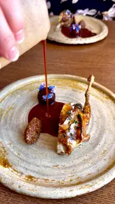 A visually stunning montage of fine dining dishes being plated and finished, focusing on seasonal ingredients and artistic presentation at Bowleys in Trottiscliffe.