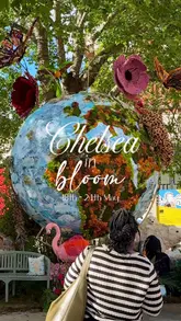 A montage showcasing various floral installations across Chelsea for the annual Chelsea in Bloom event, highlighting different artistic displays.
