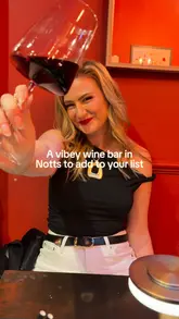A short, energetic reel showcasing Vaso, a wine bar in Nottingham. The video features quick cuts of the venue's interior, various wine and cocktail pours, and a selection of tapas-style small plates, including bread, cheese, and snacks.