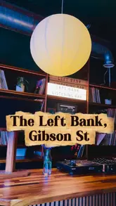 A video showcasing the transformation of The Left Bank from a daytime cafe/restaurant to a nighttime listening bar, featuring a variety of food and drink options.