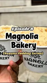 A creator reviews the classic banana pudding and a limited edition sticky toffee pudding from the Magnolia Bakery pop-up at The OWO in London, providing honest feedback on taste and value.
