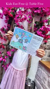 A promotional reel for Table Five at Cappadocia in Bristol, highlighting their 'Kids Eat Free' offer during school holidays. The video features a montage of the restaurant's interior, the kids' menu, and a variety of Turkish tapas dishes and drinks.