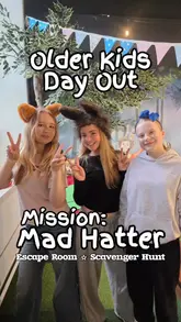 A fast-paced, engaging vlog-style reel showcasing an Alice in Wonderland-themed escape room experience at Z-arts in Manchester, featuring children solving puzzles and interacting with the set.