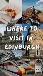 A travel guide video showcasing a trip from London to Edinburgh via LNER train, highlighting various spots in Edinburgh including Stockbridge, Lannan Bakery, Arthur's Seat, and the Port of Leith.