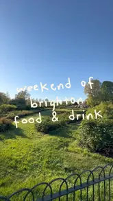 A montage video featuring a weekend of food and drink in Brighton, highlighting several local cafes and eateries including Neeko, Pink Moon, The Milk Shed, and Natty's Jerk. The video showcases a variety of items ranging from matcha and bao buns to burgers and Caribbean dishes.
