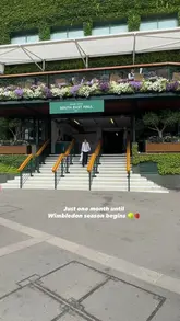 A montage of clips showcasing the Wimbledon tennis tournament grounds, including the courts, the queue, the Southern Village Bar, and the iconic strawberries and cream stands.