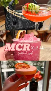 The creator visits four different venues in Manchester to sample signature cocktails as part of Manchester Cocktail Week. The video features quick cuts of the drinks being prepared and served, along with shots of the venue interiors and some food items, encouraging viewers to purchase wristbands for the event.
