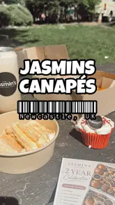 The video features a review of Jasmin's Canapes, highlighting their two-year anniversary and the launch of a new taster box. The creator showcases the contents of the box, including various sliders, sandwiches, tacos, and a mango tiramisu, while providing a voiceover review of the food.